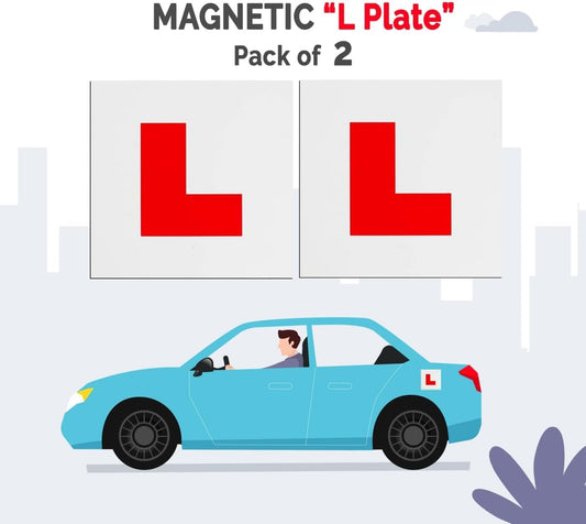 Stick Well Extra Strong 2 Pack L Plates Magnetic For Car, Extra Thick Learner Plates Magnetic, No Melting No Blow Off Easy To Move Without Scratching Painting Off