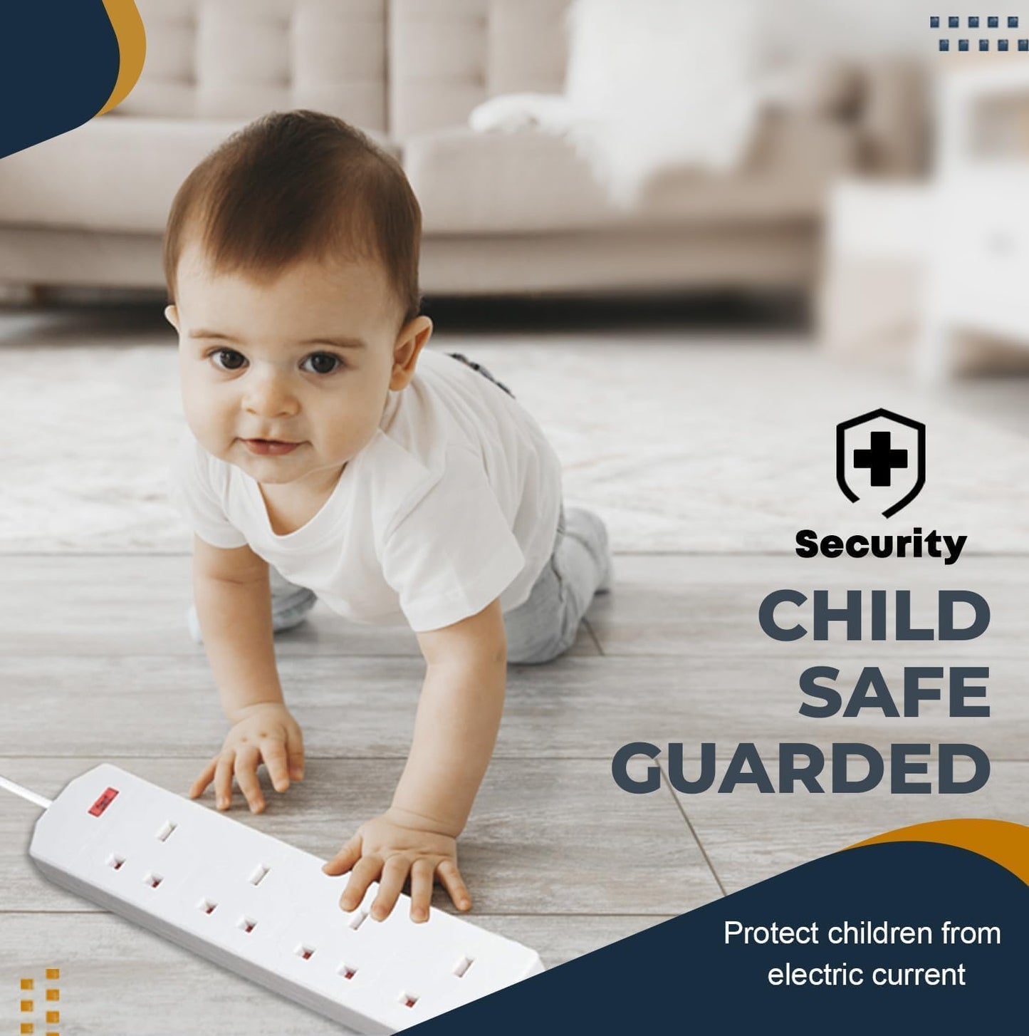 Roe Tenpo Heavy Duty Extension Lead UK Pin Plug and Cable, Multi Socket Mains Strip