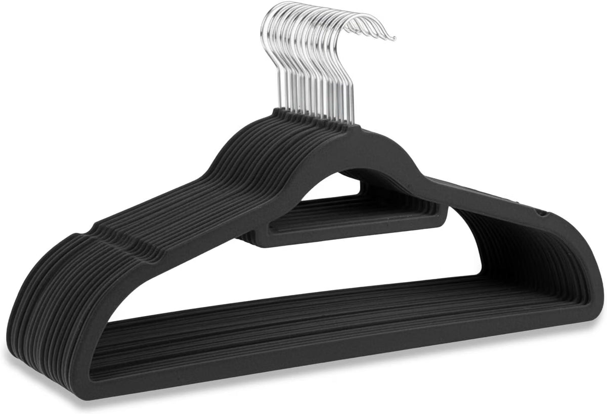 Scott 11 20-Pack Velvet Hangers for Clothes – Non-Slip Coat Hangers with Tie Organizer & 360° Hook – Strong, Space-Saving Wardrobe Organisers for Shirts, Coats, Dresses & Trousers