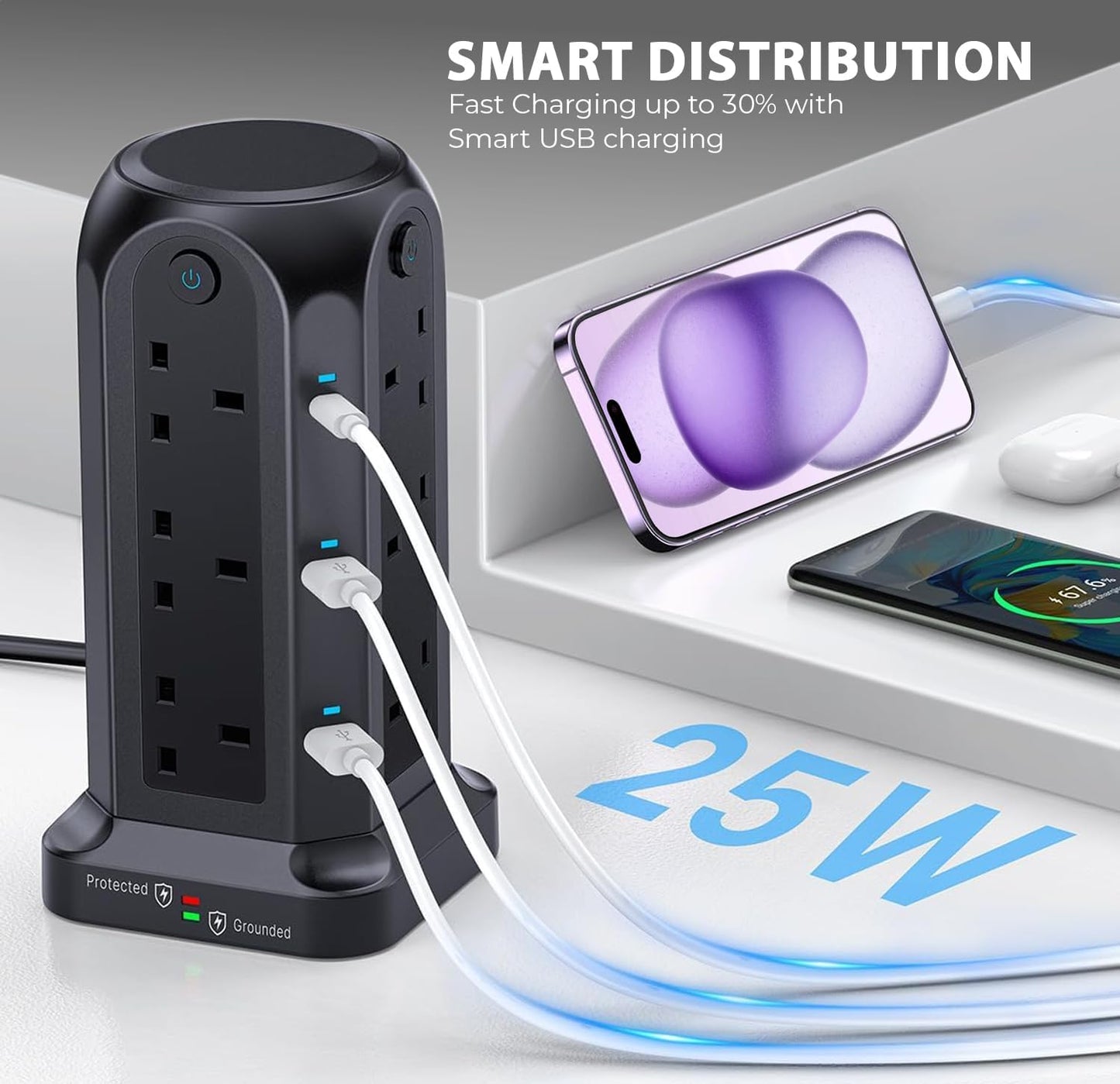 Wolf Power Tower Extension Lead with USB Slots