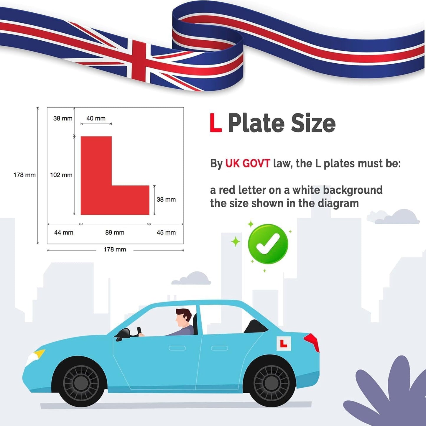 Stick Well Extra Strong 2 Pack L Plates Magnetic For Car, Extra Thick Learner Plates Magnetic