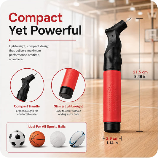 Scott 11 Sports Ball Pump with 5 Needles, Fast Push & Pull Inflator, Lightweight Hand Pump for Football, Basketball, Volleyball, Rugby & Other Inflatable Sports Balls