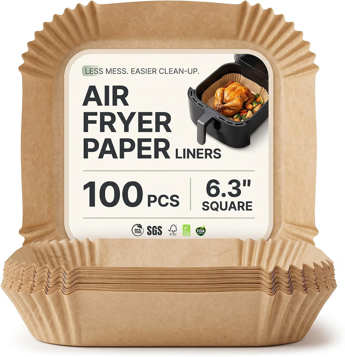 Scott 11 Air Fryer Liners, 100 PCS, Parchment Paper, Non-Stick & Greaseproof Disposable Baking Paper Liners