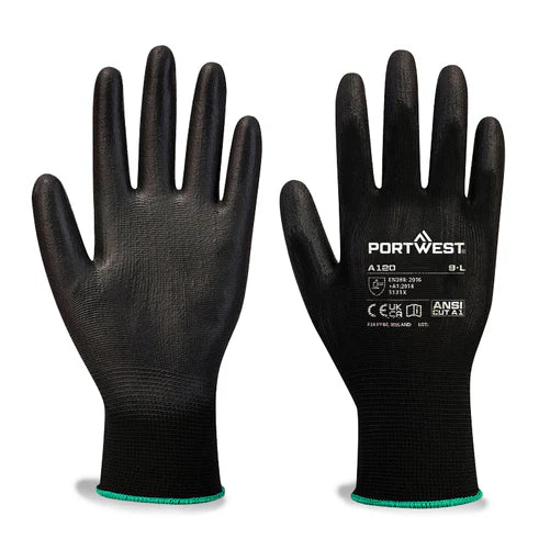 Portwest A120 Black PU Palm Gloves