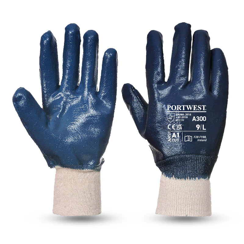 Portwest A300 Nitrile Grip Knitwrist Handling Gloves