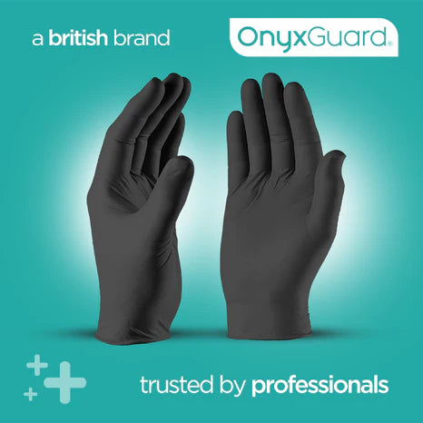OnyxGuard Premium Black Medical Grade Nitrile Gloves- Pack of 100