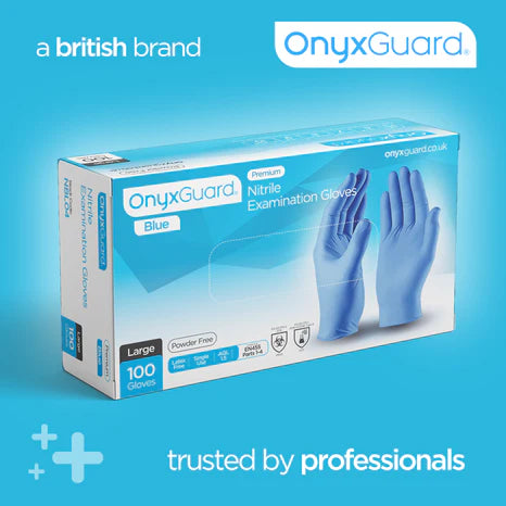 OnyxGuard Premium Blue Medical Grade Nitrile Gloves- Pack of 100