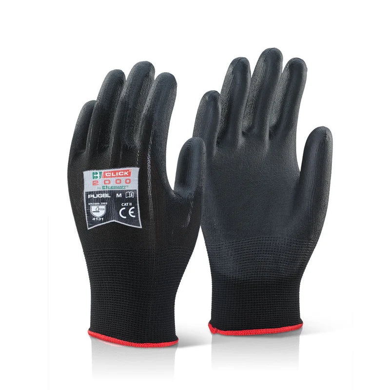 Beeswift Puggy PU Palm Coated Black Work Gloves