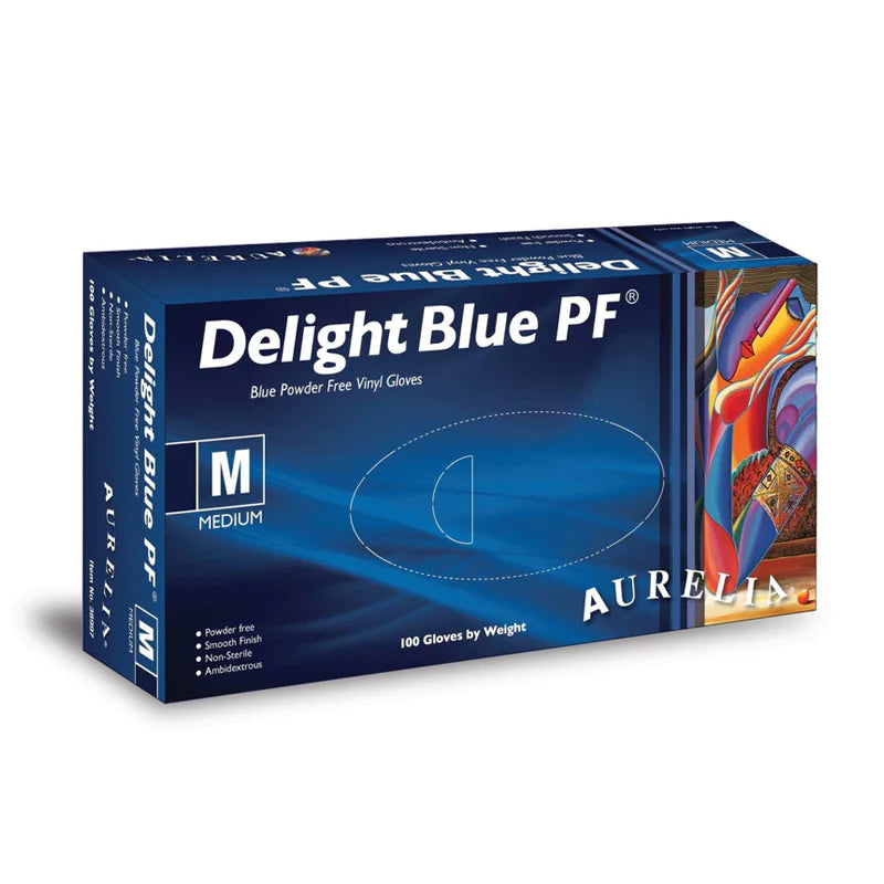 Aurelia Delight PF Blue Vinyl Gloves- Pack of 100