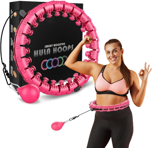 Active 100 Weighted Hula Hoop Circle 24 Detachable Fitness Ring with 360 Degree Auto-Spinning Ball