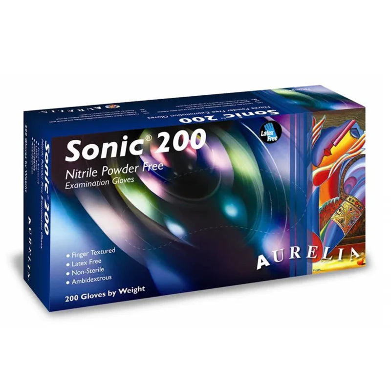 Aurelia Sonic 200 Powder Free Blue Nitrile Gloves- Pack of 200