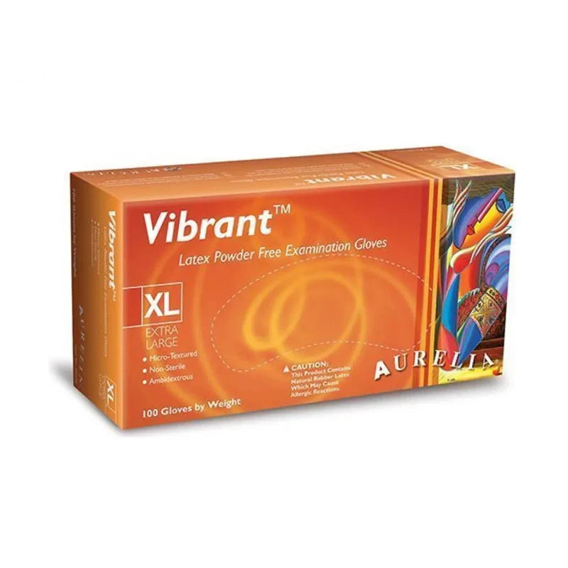 Aurelia Vibrant Powder Free Latex Gloves- Pack of 100