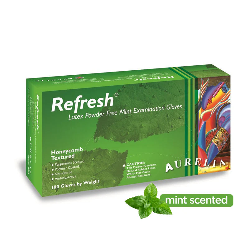 Aurelia Refresh Mint Powder Free Latex Gloves- Pack of 100