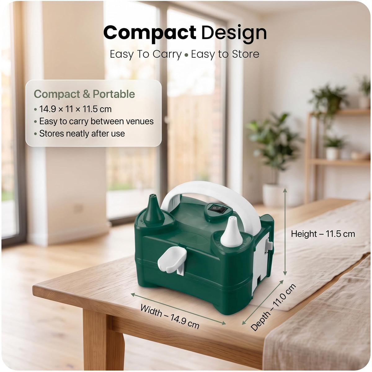 Active 100 Electric Balloon Pump, Portable Dual Nozzle Air Pump for Balloons 220v-240v 600w, Balloon Machine for Bulk Balloons Filling, Balloon Pump for Outdoor Recreations
