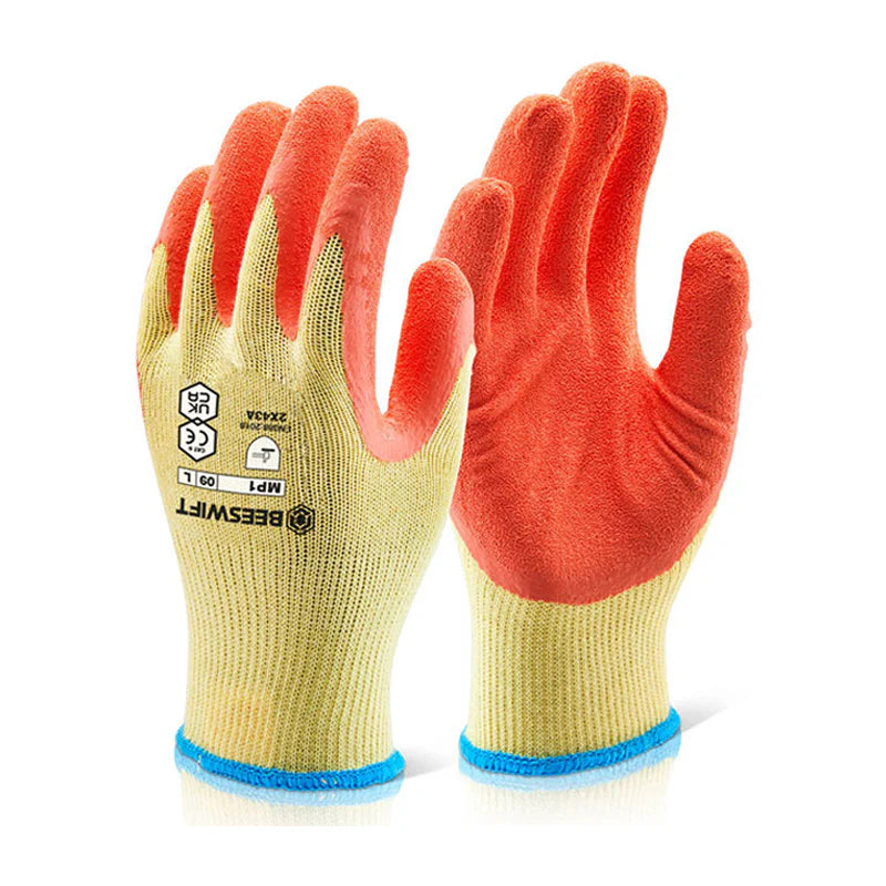 Beeswift MP1 Latex Palm Coated Work Gloves- Orange