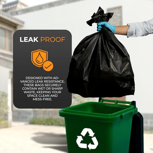 Roe Tenpo Bin Bags - 70L, 30 Microns Bin Liners, Strong & Durable, Tear Resistant Refuse Sack, Black Bin Bags for Everyday Use, Household & Commercial Use