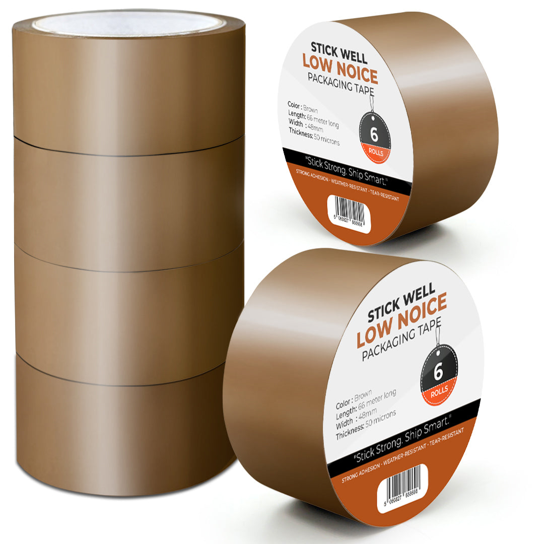 Stick Well Packaging Tape, Industrial Brown Parcel Tape With Low Noise - 48mm X 66m