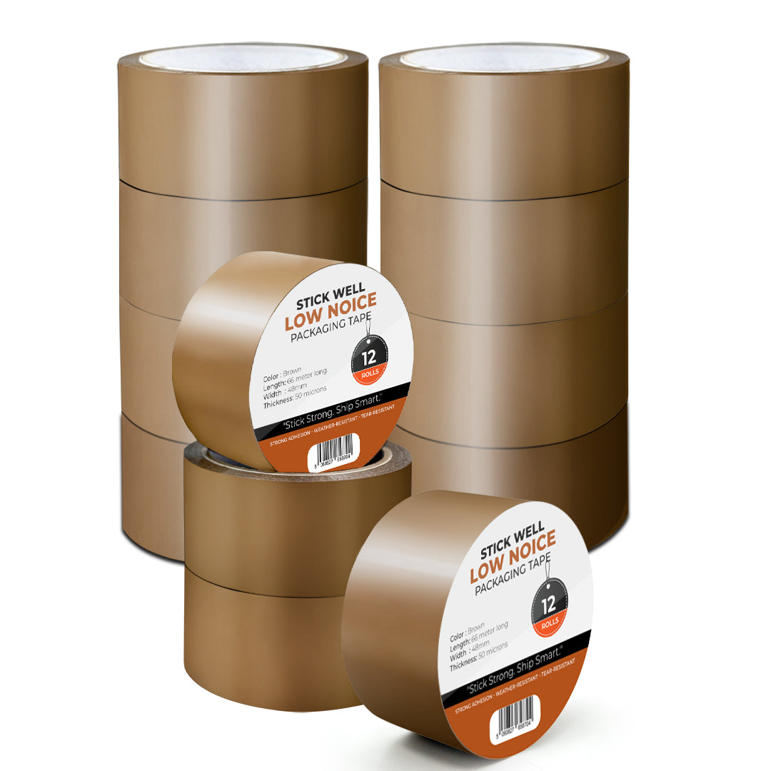 Stick Well Packaging Tape, Industrial Brown Parcel Tape With Low Noise - 48mm X 66m