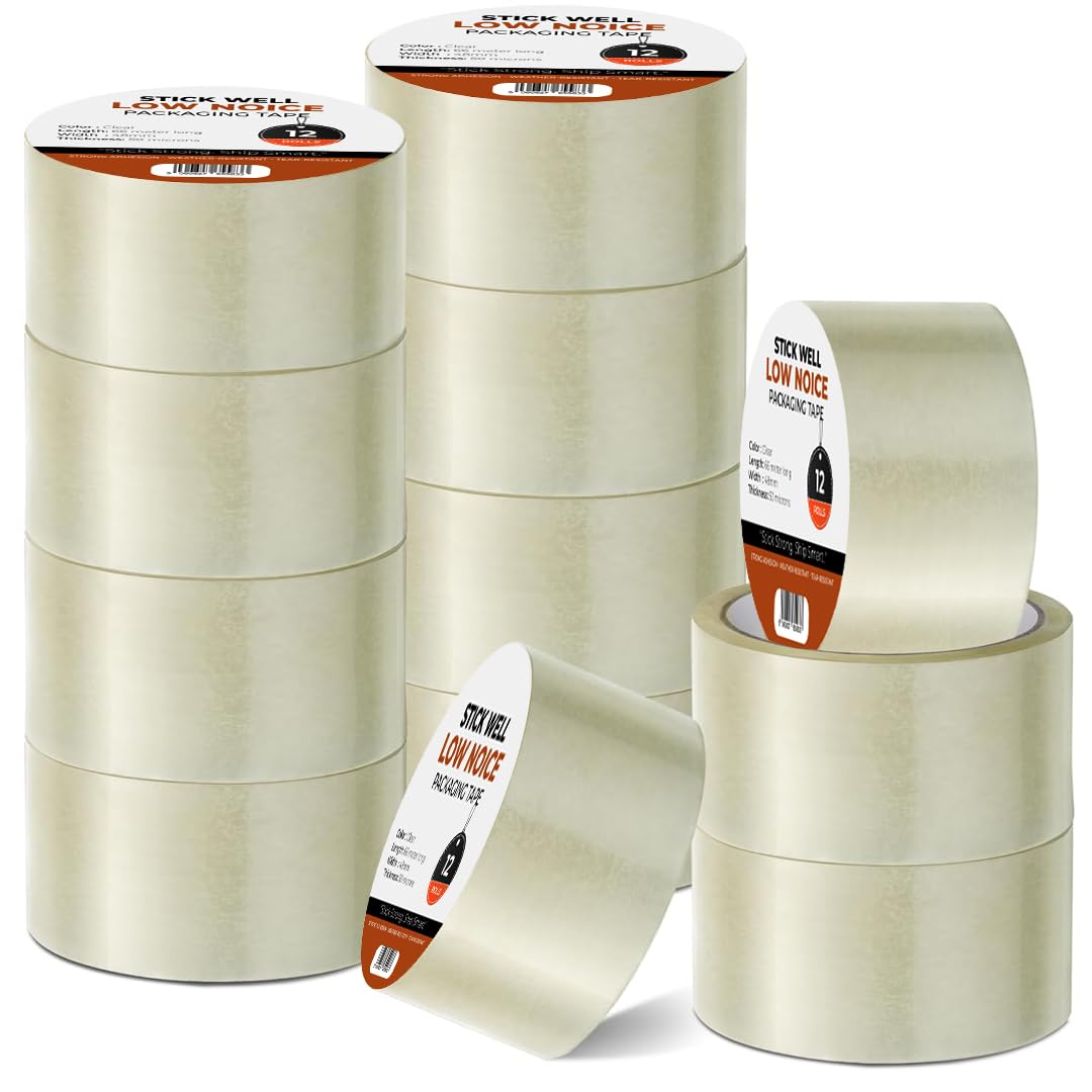 Stick Well Clear Packaging Tape – 36 Rolls (48mm x 66m) | Strong Heavy Duty Clear Packaging Tape