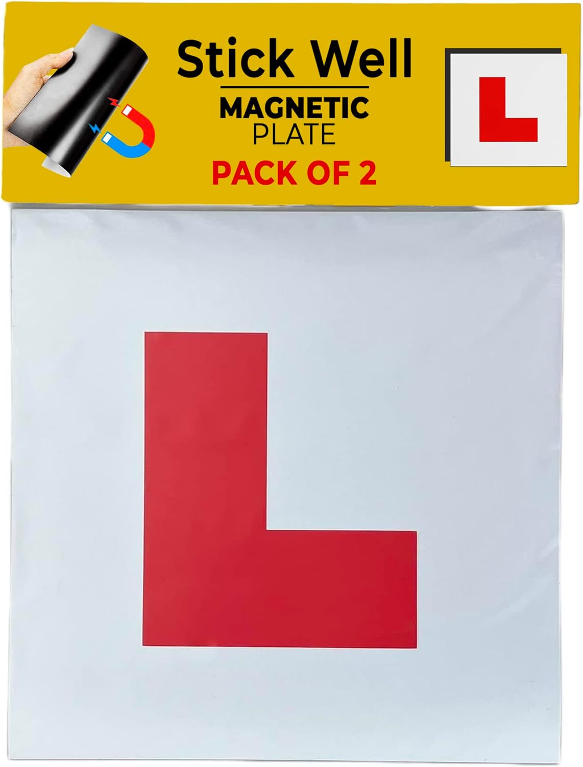 Stick Well Extra Strong 2 Pack L Plates Magnetic For Car, Extra Thick Learner Plates Magnetic