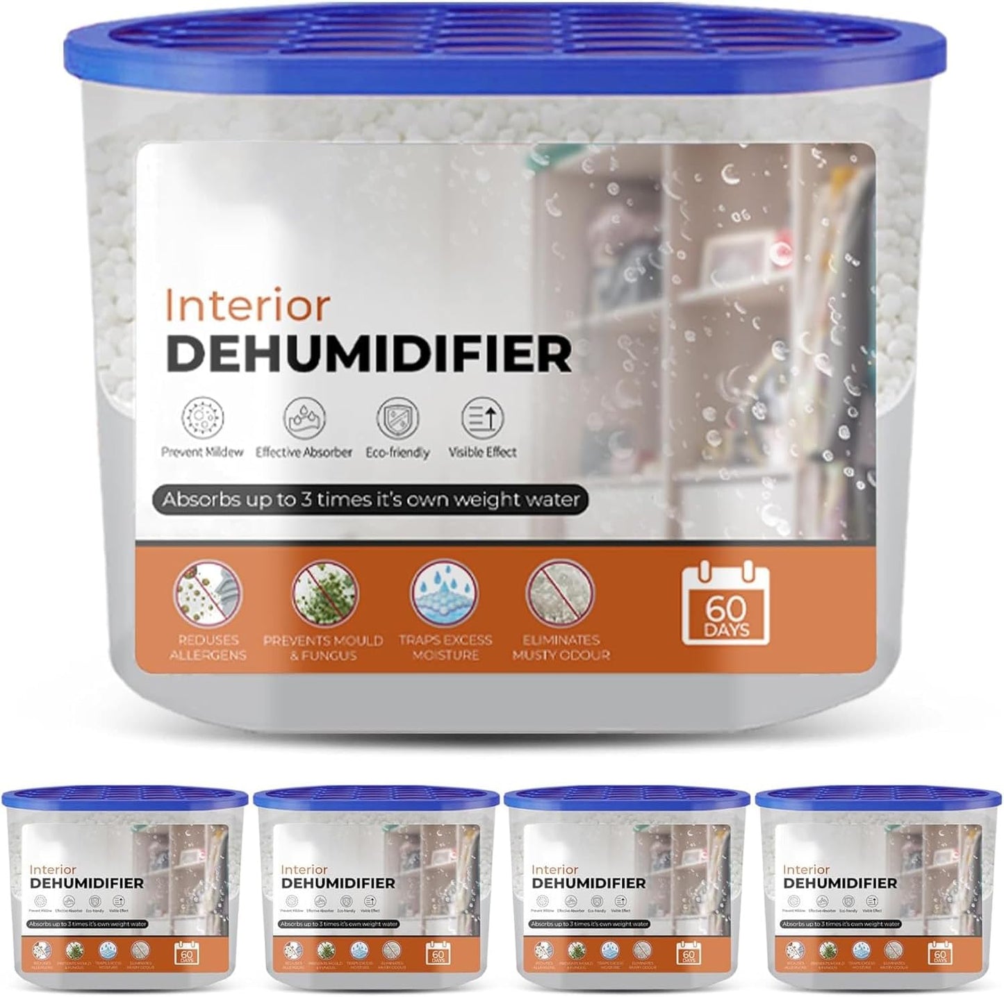 Roe Tenpo Dehumidifier 500ml, Pack Of 5 Moisture Absorbers Condensation Remover Dehumidifiers For home