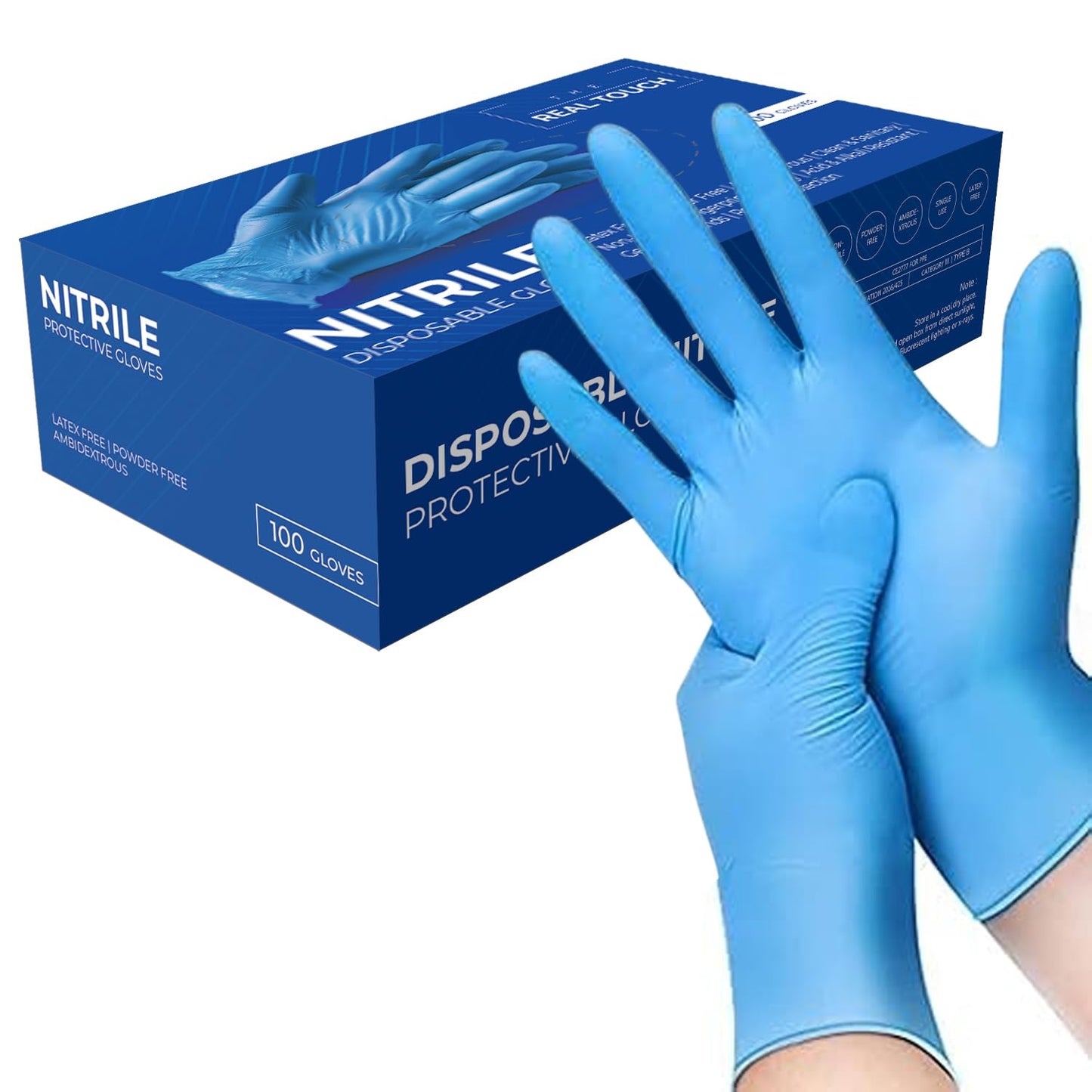 The Real Touch Professional Nitrile Powder Free Multi-Purpose Gloves, Disposable