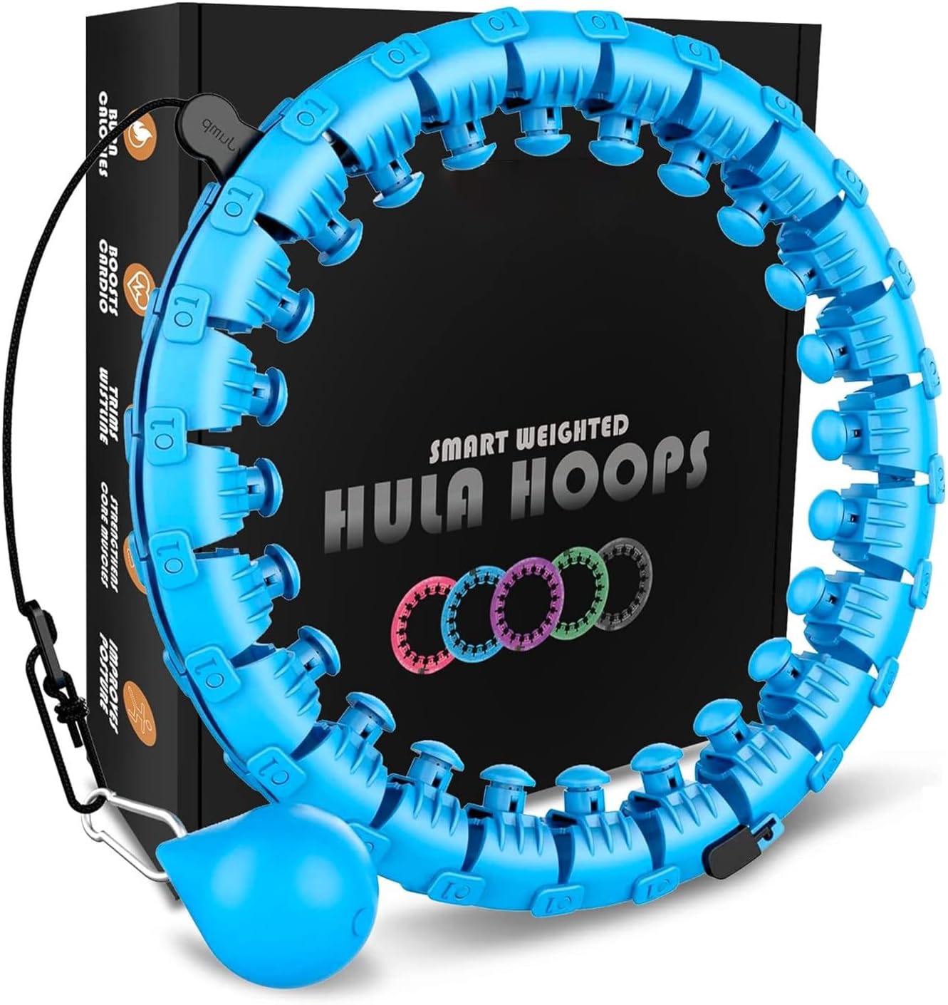Active 100 Weighted Hula Hoop Circle 24 Detachable Fitness Ring with 360 Degree Auto-Spinning Ball