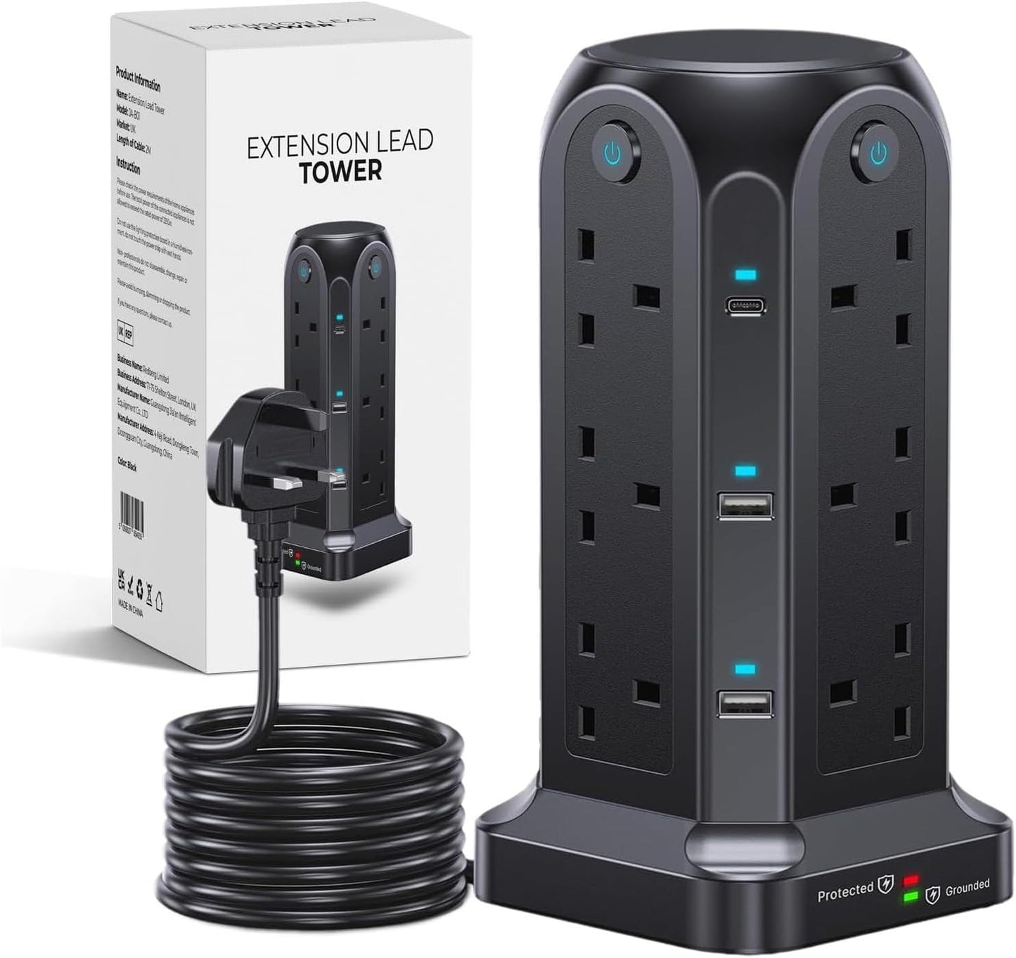 Wolf Power Tower Extension Lead with USB Slots
