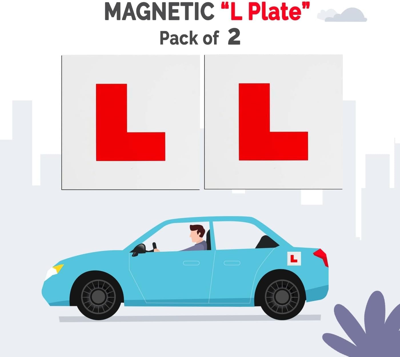 Stick Well Extra Strong 2 Pack L Plates Magnetic For Car, Extra Thick Learner Plates Magnetic