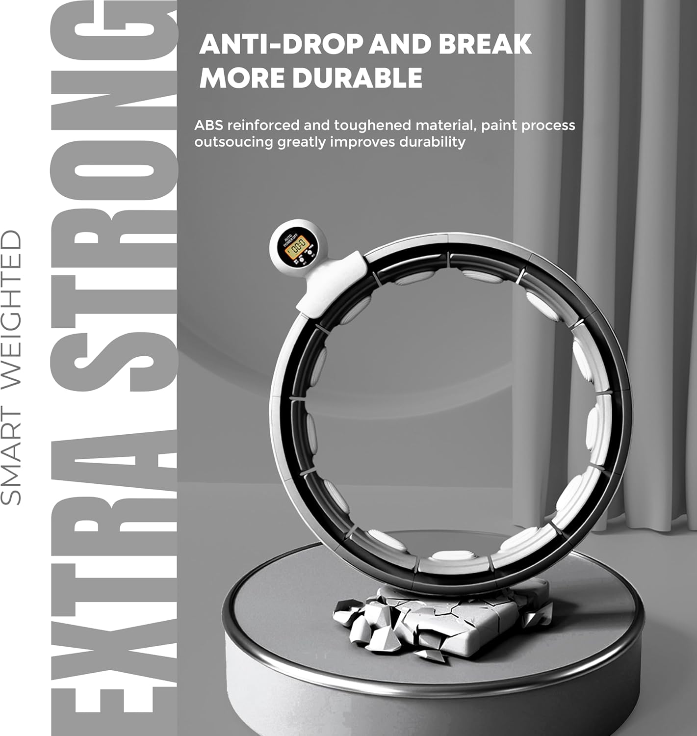 Active 100 Smart Weighted Hula Hoop For Adults, Detachable Fitness Ring With 360 Degree Auto-Spinning Ball Massage