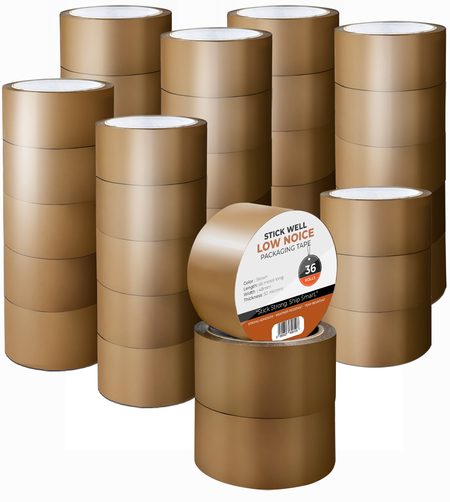Stick Well Packaging Tape, Industrial Brown Parcel Tape With Low Noise - 48mm X 66m