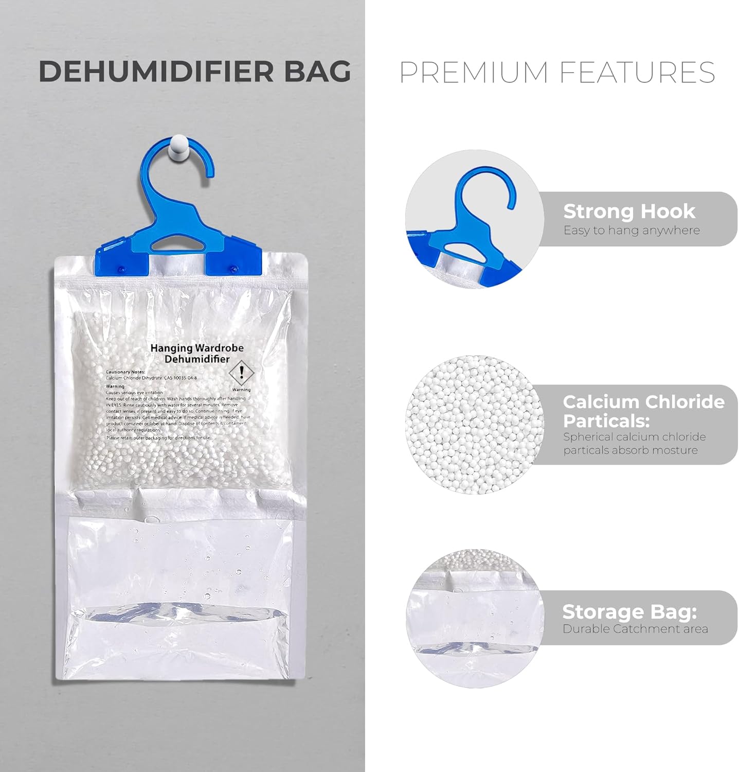 Roe Tenpo Wardrobe Dehumidifier Hanging Bags, Pack Of 12 Moisture Absorbers