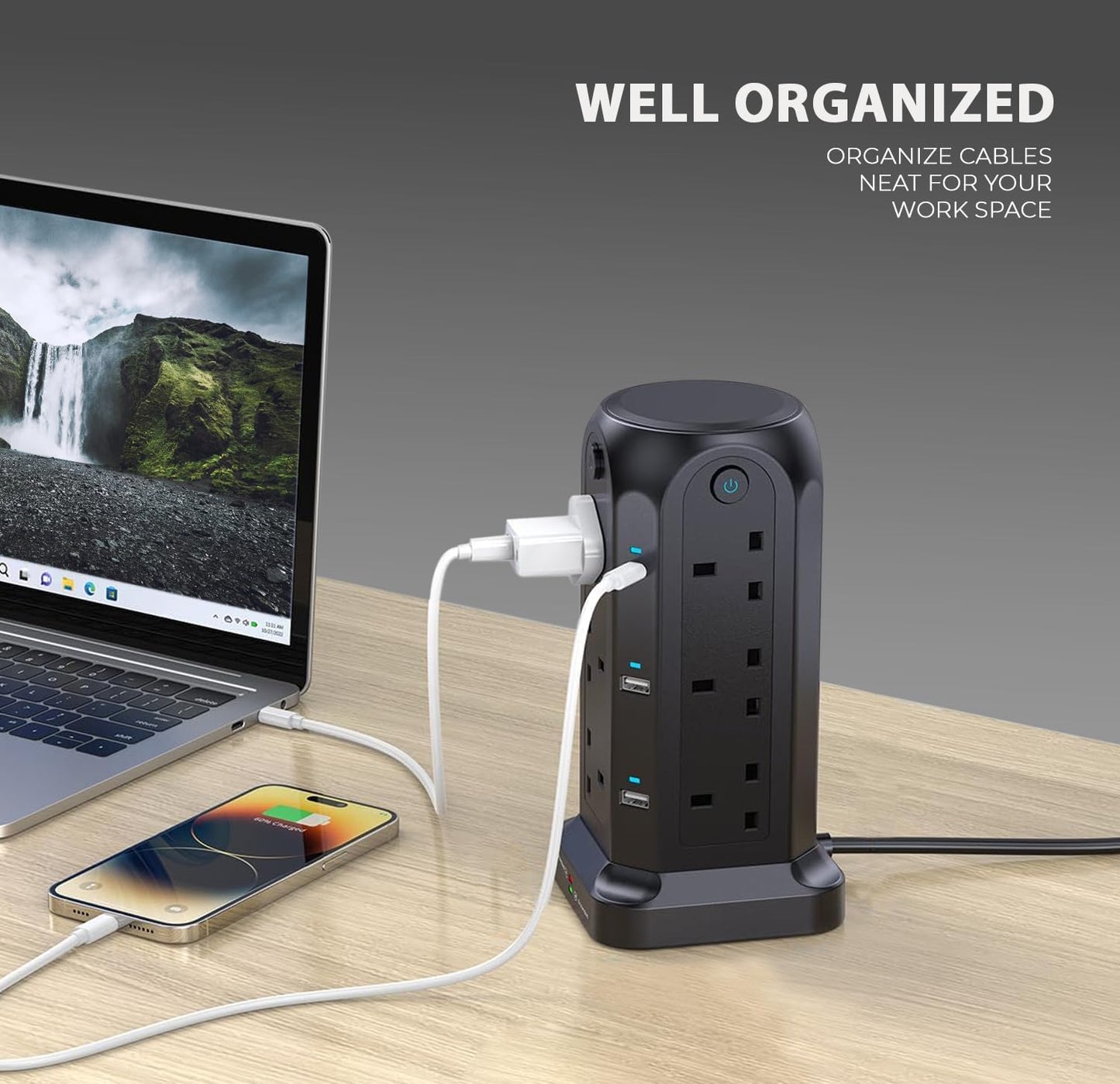 Wolf Power Tower Extension Lead with USB Slots