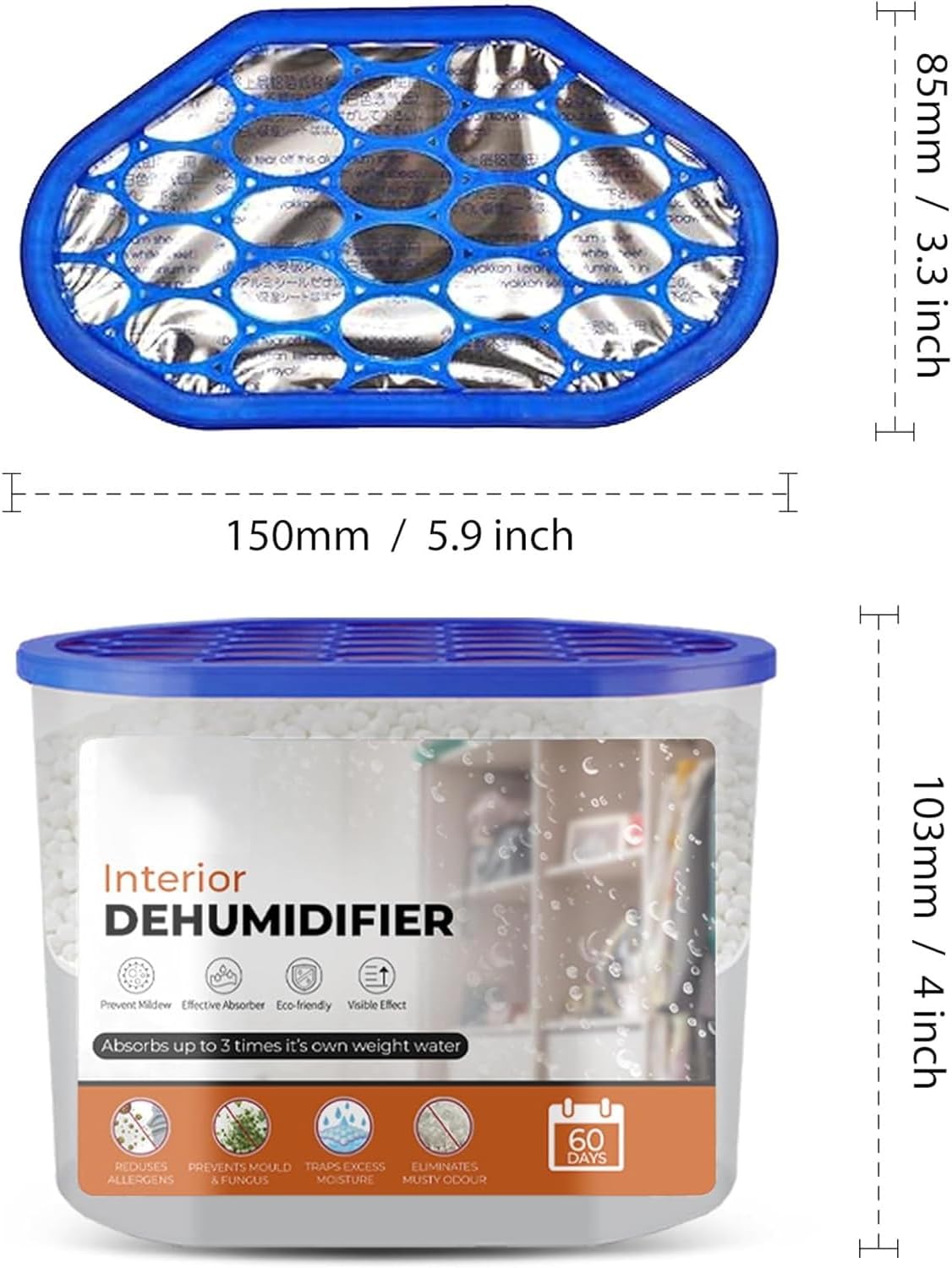 Roe Tenpo Dehumidifier 500ml, Pack Of 5 Moisture Absorbers Condensation Remover Dehumidifiers For home