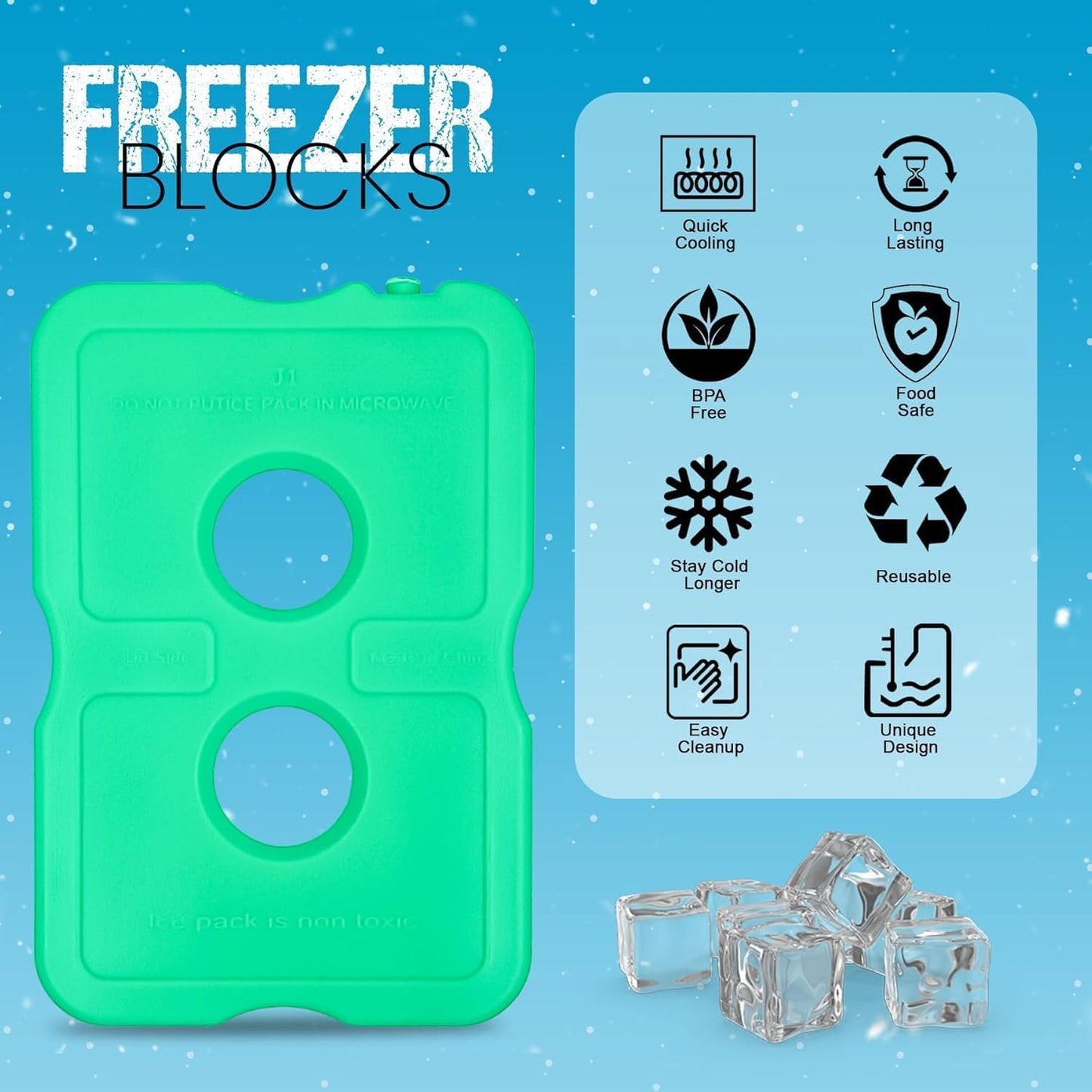 Roe Tenpo Ice Packs for cool box - Slim, Reusable & BPA-Free Freezer Blocks