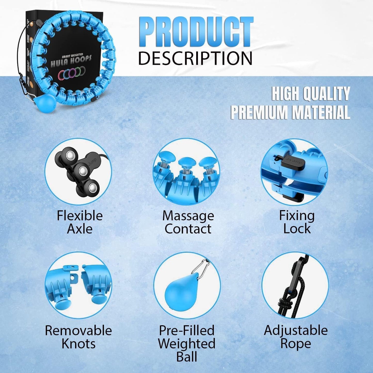 Active 100 Weighted Hula Hoop Circle 24 Detachable Fitness Ring with 360 Degree Auto-Spinning Ball