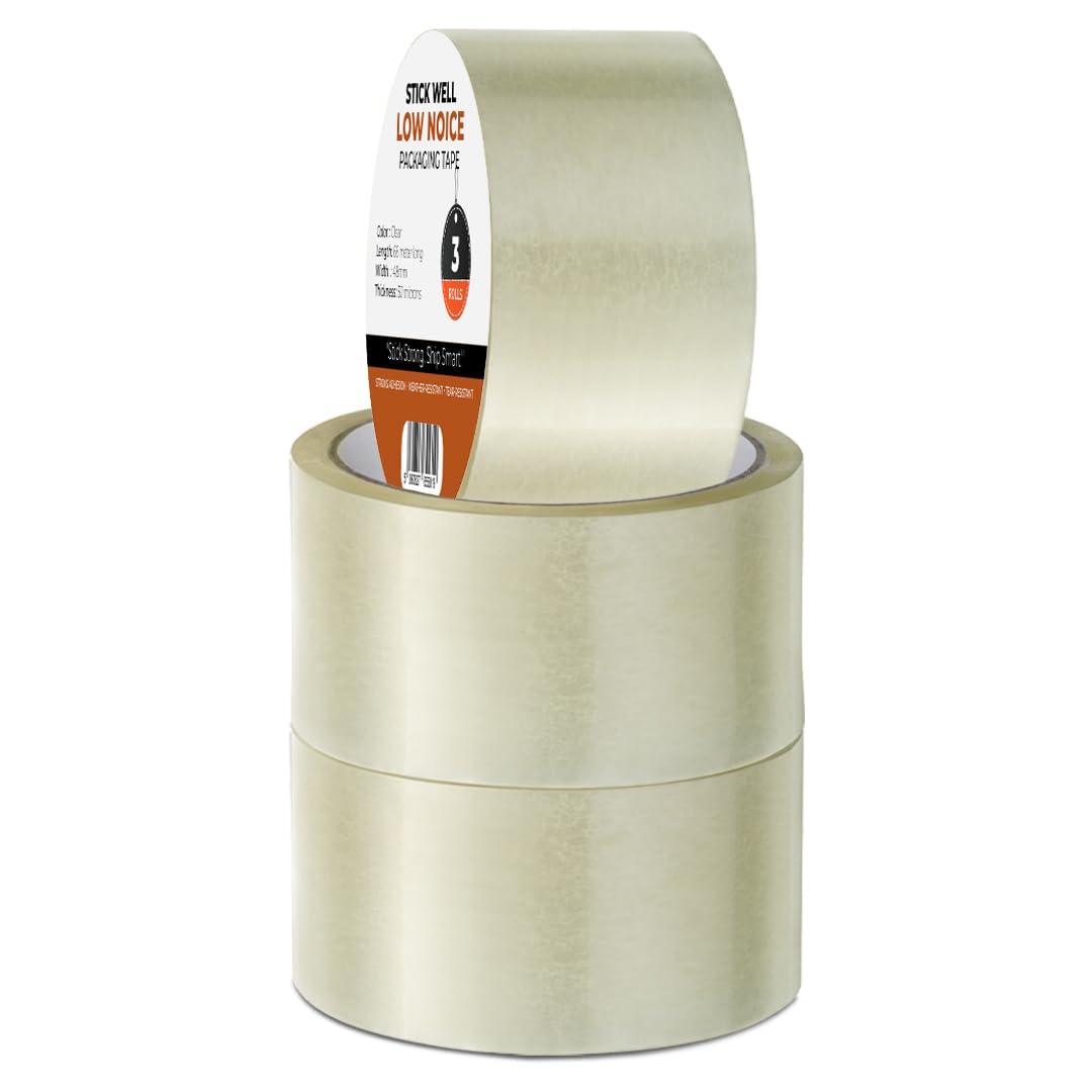 Stick Well Clear Packaging Tape – 36 Rolls (48mm x 66m) | Strong Heavy Duty Clear Packaging Tape