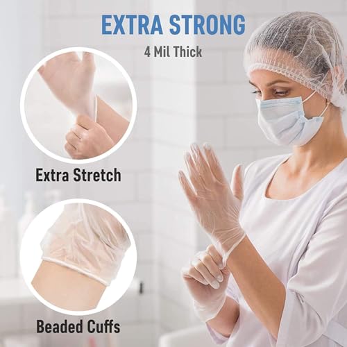 The Real Touch Vinyl Multi-Purpose Gloves, Powder Free, Disposable, Extra Strong - Box of 1000 - Clear