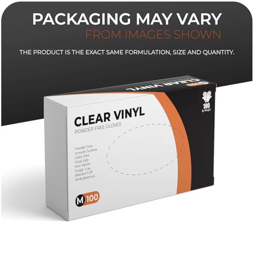 The Real Touch Vinyl Multi-Purpose Gloves, Powder Free, Disposable, Extra Strong - Box of 1000 - Clear