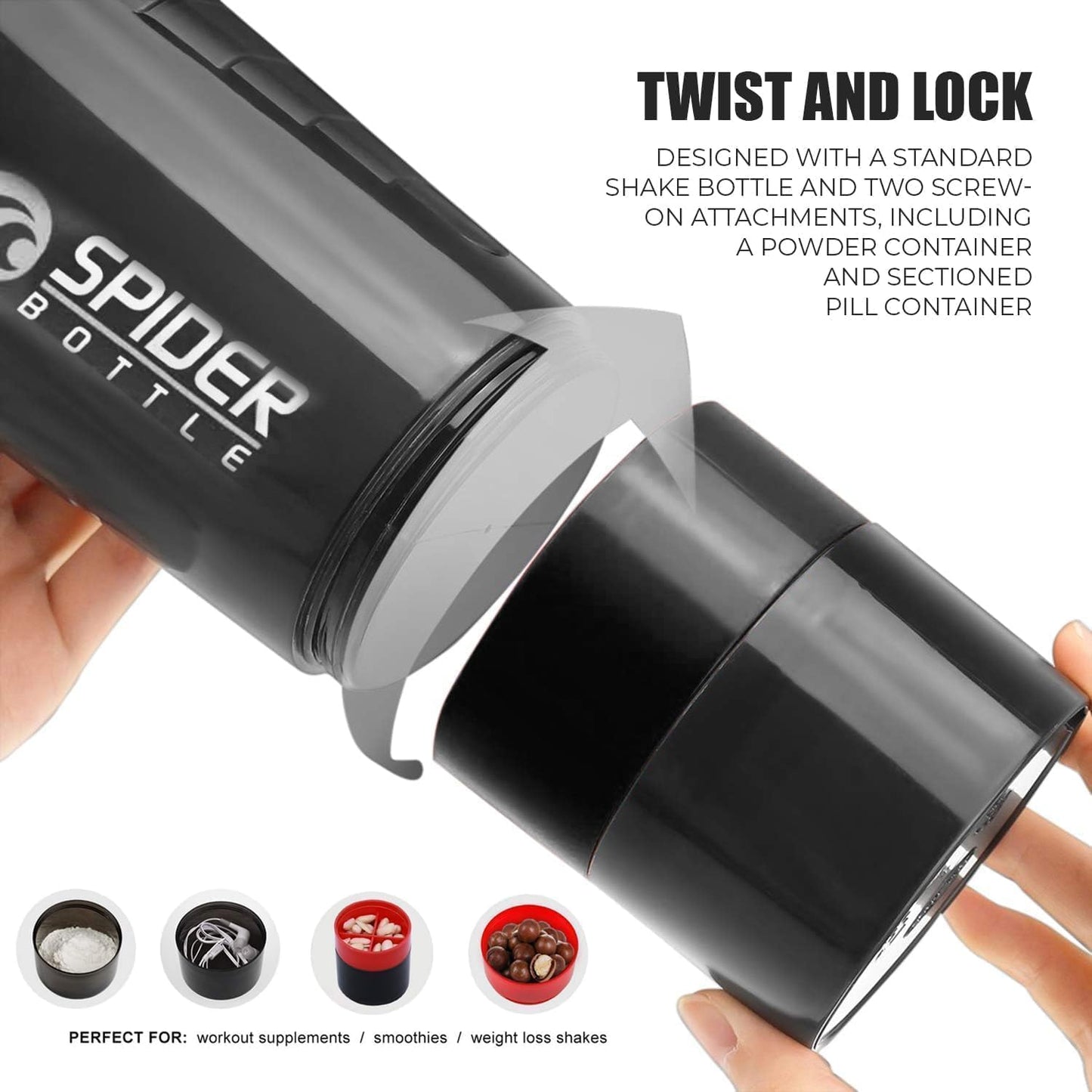 Roe Tenpo Protein Shaker Bottle 500ml with Extra Compartment