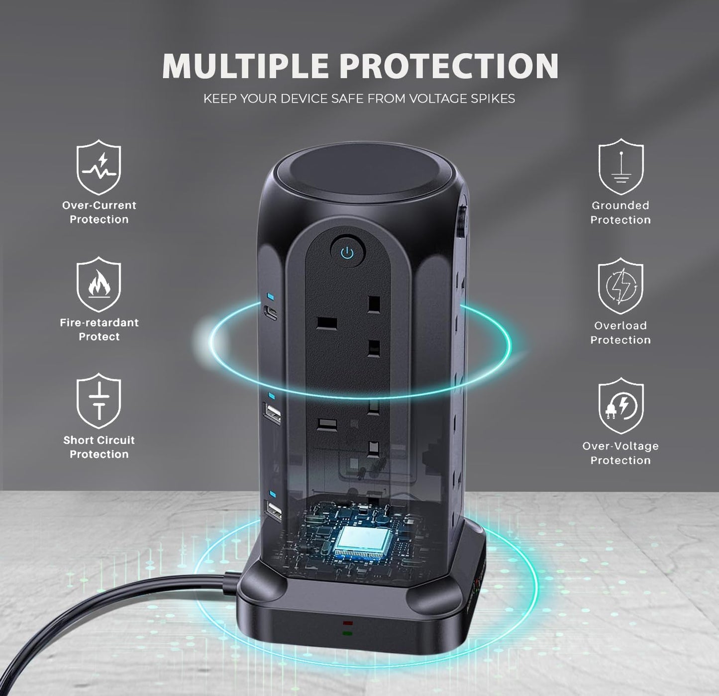 Wolf Power Tower Extension Lead with USB Slots