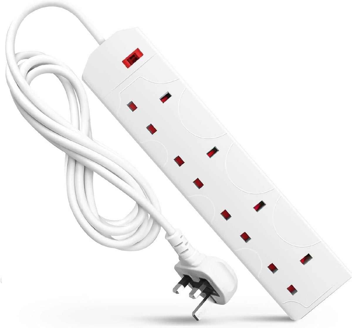 Scott 11 Extension Lead with UK Plug, 4 Way Power Strip with 2 Metre Cable, Wall Mountable Multi Socket for Home, Office, Bedroom & Kitchen