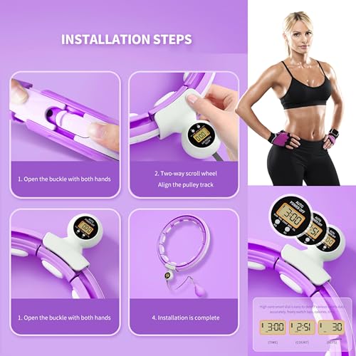 Scott 11 Fitness Hula Hoops, Weighted Hula Hoop For Adults 360 Degree Auto-Spinning Ball Massage, Infinity Hoop, Weight Loss Exercise Equipment for Home Use