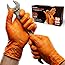 PRAIMA Mechanic Gloves, Diamond Grip Orange Nitrile Disposable Gloves | Powder-Free, Latex-Free, Extra Thick & Strong Rubber Gloves for Work, Automotive, Industrial, and Cleaning Use