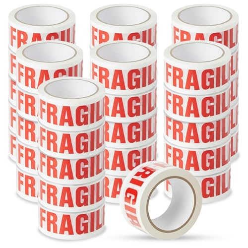 Stick Well Fragile Packing Tape, 48mm x 66m, 6 Rolls, Low Noise Parcel Tape, Secure & Sticky, Heavy Duty Tape for Packing Parcels, Moving House, Cardboard Boxes & Cartons