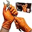 PRAIMA Mechanic Gloves, Diamond Grip Orange Nitrile Disposable Gloves | Powder-Free, Latex-Free, Extra Thick & Strong Rubber Gloves for Work, Automotive, Industrial, and Cleaning Use