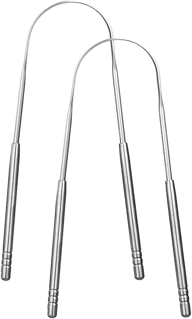 Scott & Wills 2-Pack Metal Tongue Scrapers –  Effective Oral Care – Promotes Fresh Breath & a Cleaner Mouth – Ideal for Both Men and Women