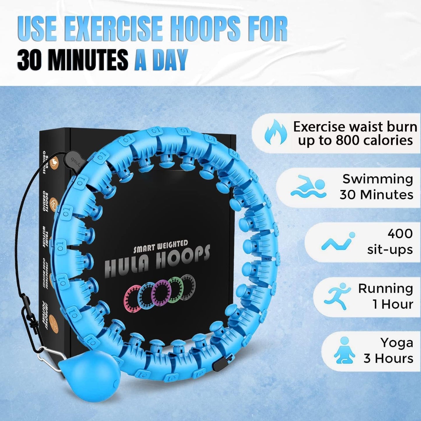 Active 100 Weighted Hula Hoop Circle 24 Detachable Fitness Ring with 360 Degree Auto-Spinning Ball