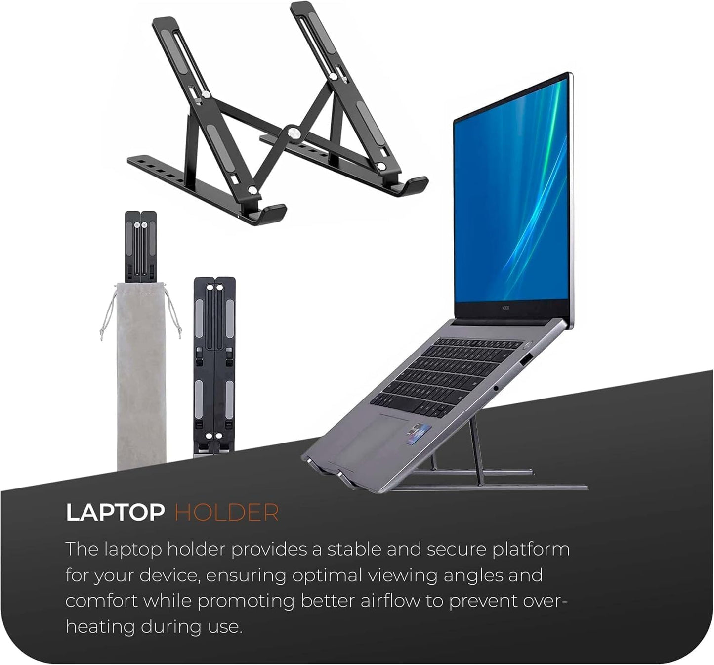Roe Tenpo Adjustable Laptop Stand for Desk, 6-Angle Laptop Riser Portable Laptop Holder