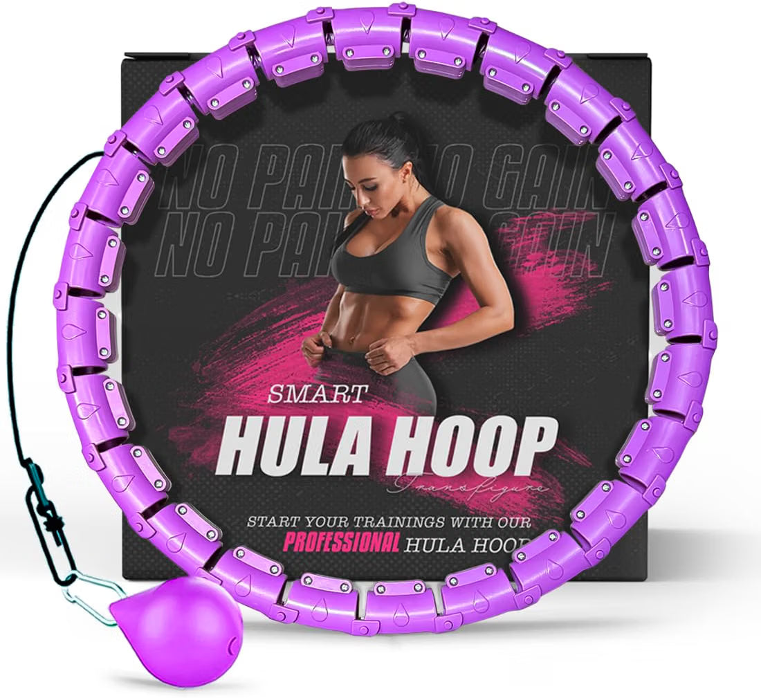 Active 100 Fitness Hula Hoops, Smart Weighted Hula Hoop for Adults, Adjustable Infinity Hoop with 360° Auto-Spinning Ball, Weight Loss Exercise Equipment for Home Use